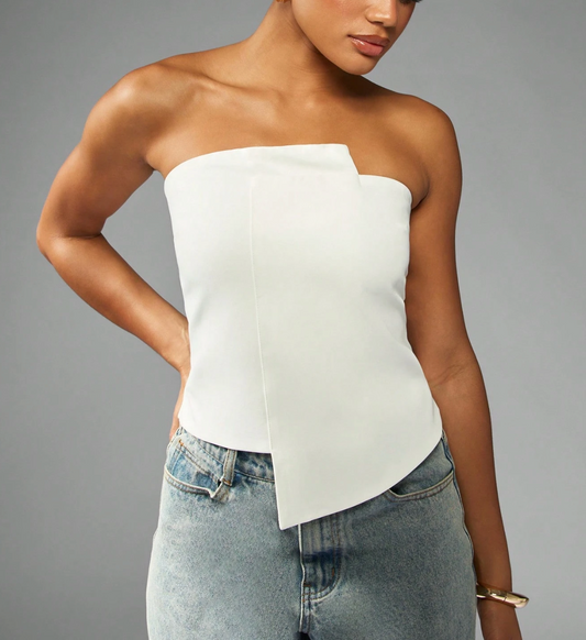 Asymmetric Hem Bandeau Top